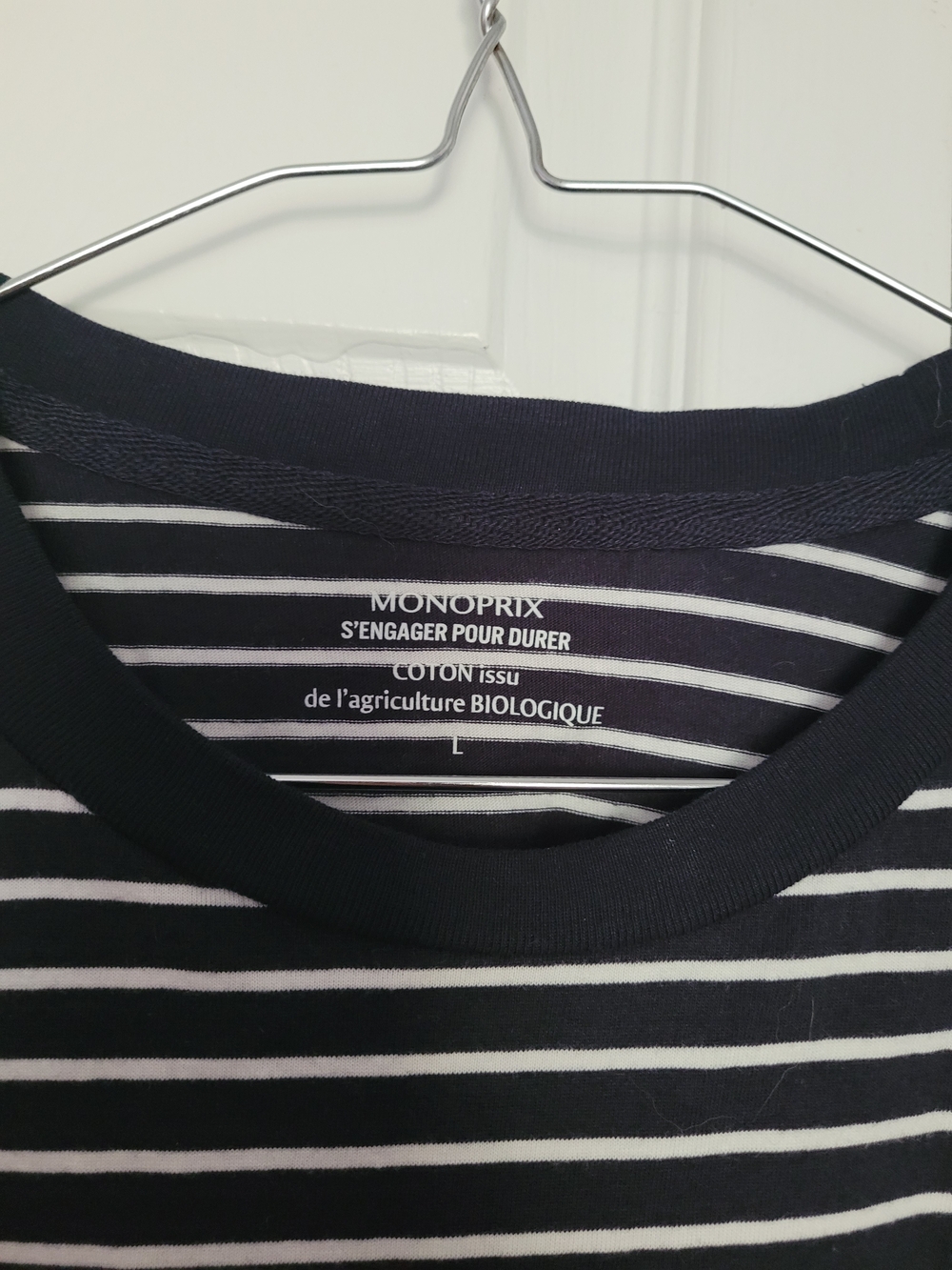 Women's Monoprix French Striped Tee Navy And White Size L - Picture 4 of 8